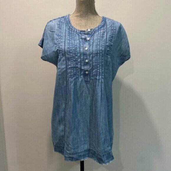 J Jill Denim Short Sleeve Relax fit top medium fit - Picture 5 of 14